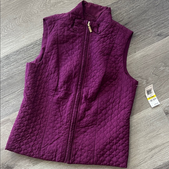 Charter Club Jackets & Blazers - Charter Club Midnight In Paris Quilted Açaí Berry Sleeveless Vest Zip Front Med